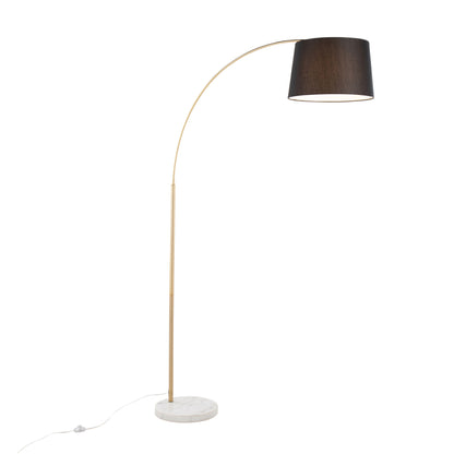 March - Contemporary Floor Lamp - Antique Brass - Black