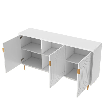 Modern TV Stand With 3 Doors And Adjustable Shelves For Living Room, Fits TVs Up To 70" - White