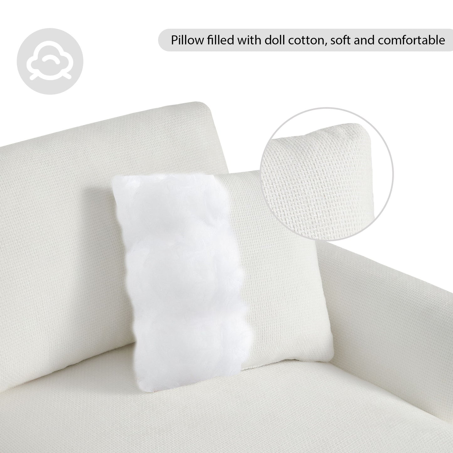 Modern Oversized Sectional Sofa, L-Shaped Luxury Couch Set With 2 Free Pillows, 5 Seat Chenille Indoor Furniture With Chaise - White