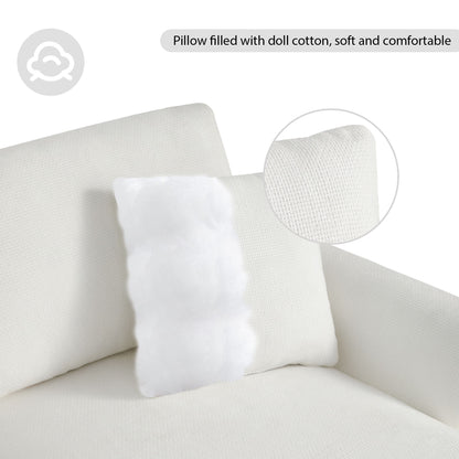 Modern Oversized Sectional Sofa, L-Shaped Luxury Couch Set With 2 Free Pillows, 5 Seat Chenille Indoor Furniture With Chaise - White