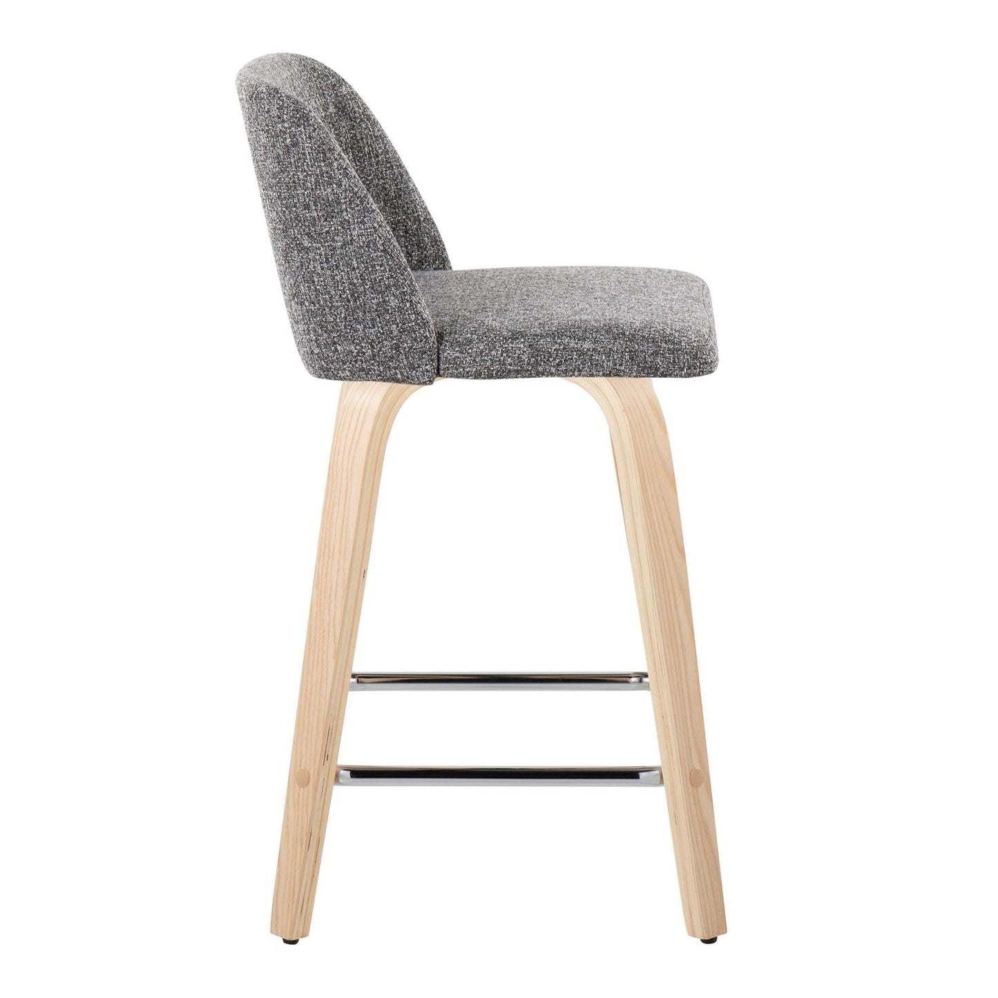 Toriano - Contemporary Fixed Height Counter Stool With Swivel And Square Footrest (Set of 2) - Natural / Gray