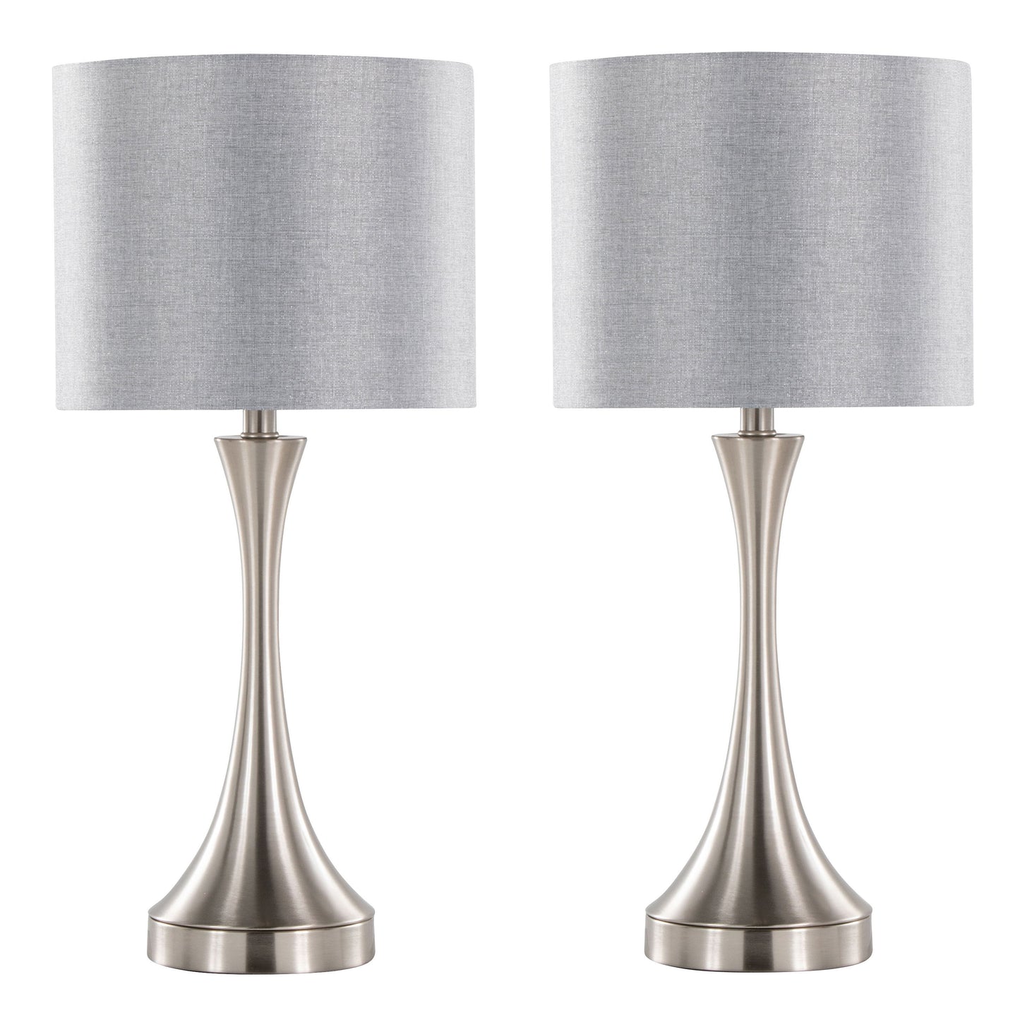 Lenuxe - Contemporary Table Lamp Built In USB Port (Set of 2) - Nickel / Gray