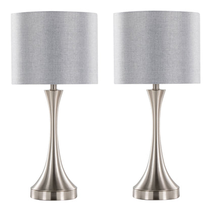 Lenuxe - Contemporary Table Lamp Built In USB Port (Set of 2) - Nickel / Gray