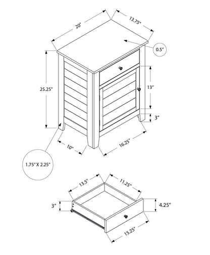 Accent Nightstand, Storage Drawer, Transitional - Gray Wash