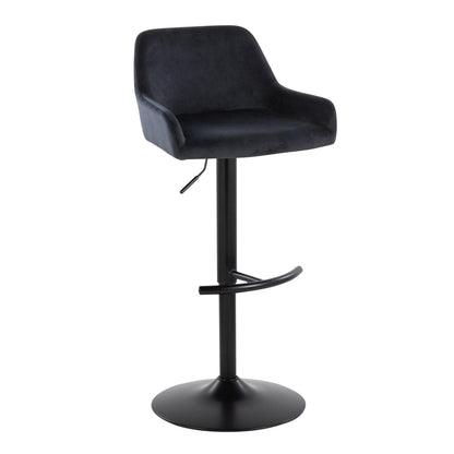 Daniella - Contemporary Adjustable Barstool With Swivel With Rounded T Footrest (Set of 2) - Black