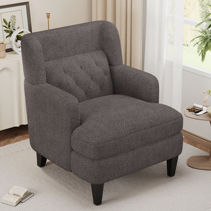 Upholstered Accent Chair Tufted Armchair For Living Room, Russet - Brown