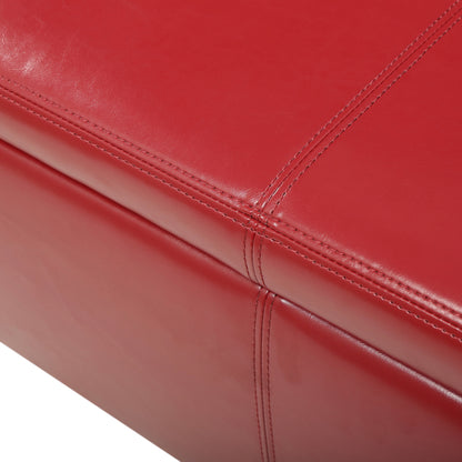 Glouster - Storage Ottoman Leather - Red