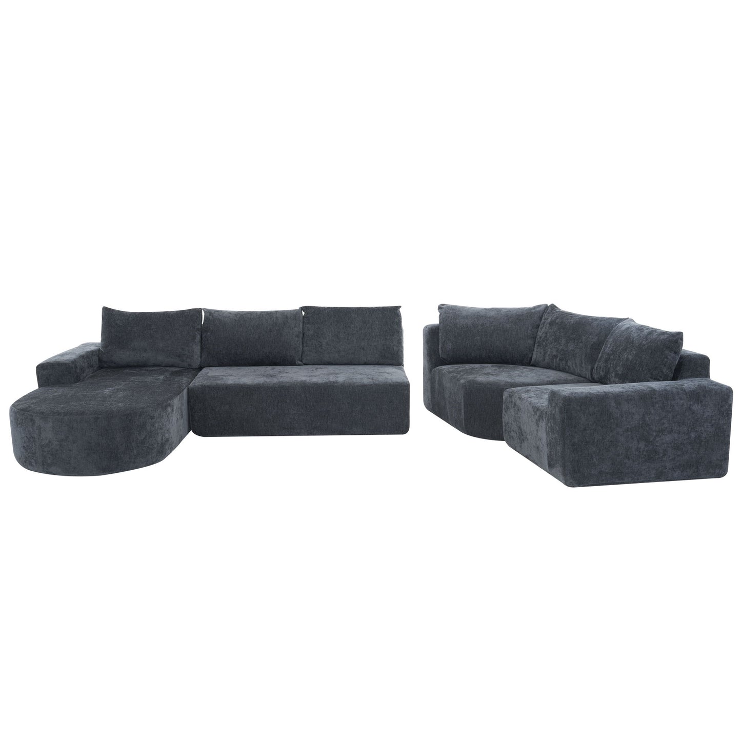 Oversized Modular Sofa Cloud Sectional Sofa Set Upholstered Couches U - Shaped Sofa With Deep Seat For Living Room - Gray