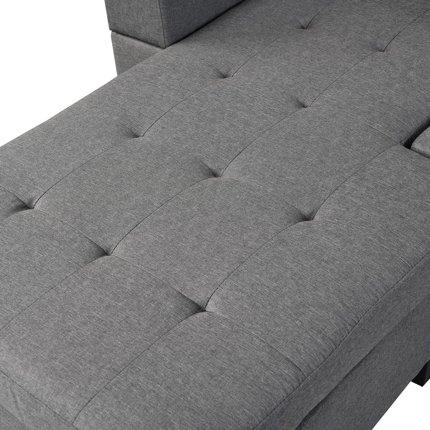 Sectional Sofa Set For Living Room With L Shape Chaise Lounge, Cup Holder And Left Or Right Hand Chaise Modern 4 Seat - Gray