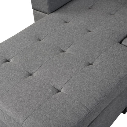 Sectional Sofa Set For Living Room With L Shape Chaise Lounge, Cup Holder And Left Or Right Hand Chaise Modern 4 Seat - Gray