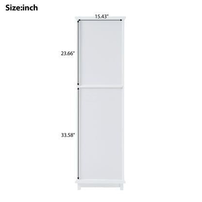 Tall Bathroom Storage Cabinet With Glass Doors, Free-Standing, Two Drawers, And Adjustable Shelves, MDF Board, Painted Perfect For Displaying Your Favorite Items - White
