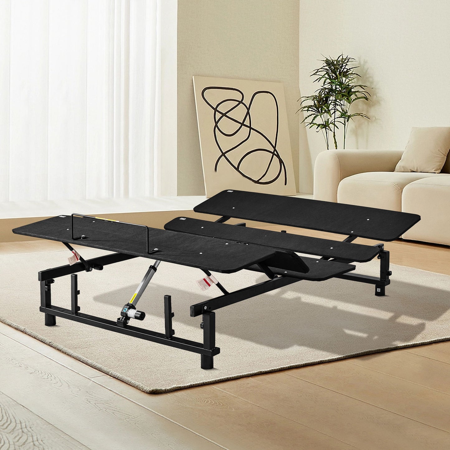 Adjustable Bed Base Frame Queen With Head And Foot Incline And Wireless Remote - Antique Black