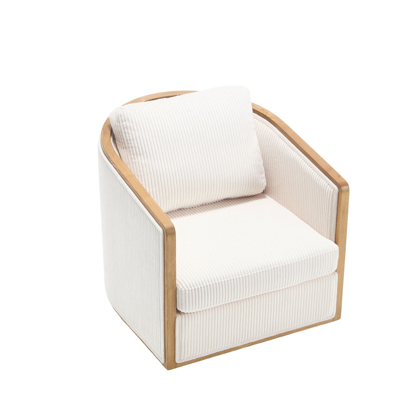 Swivel Barrel Chair, Comfortable Accent Sofa Chair, 360 Degree Swivel - Beige