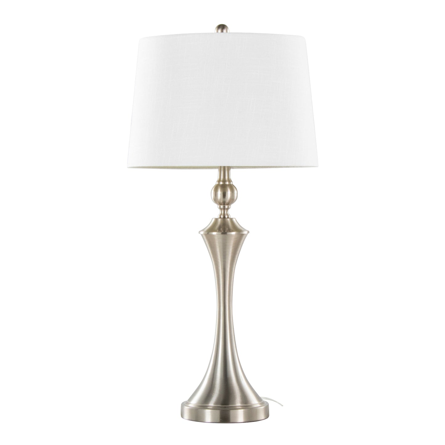 Flint - Contemporary Table Lamp Built In USB Port (Set of 2) - Nickel / White Slub