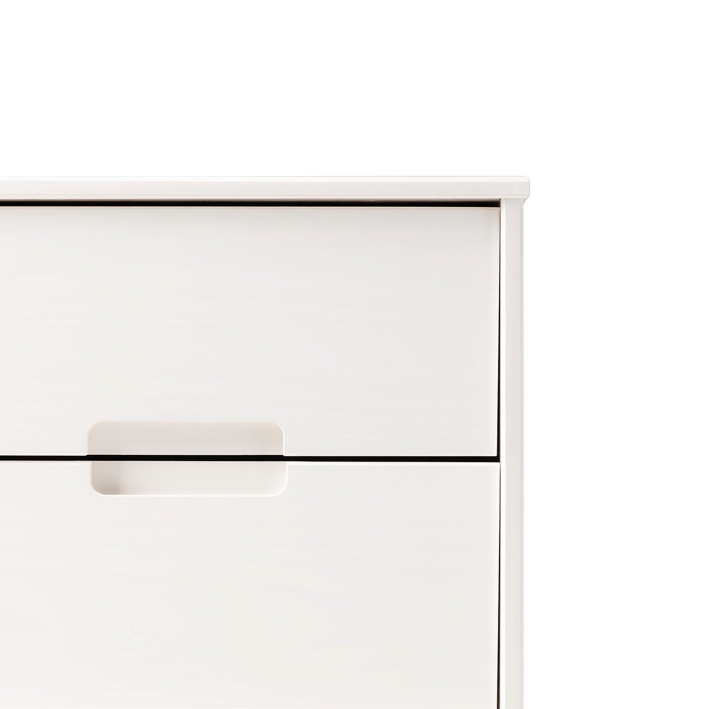 Mid-Century Modern 2 Drawer Solid Wood Nighstand With Cutout Handles - White