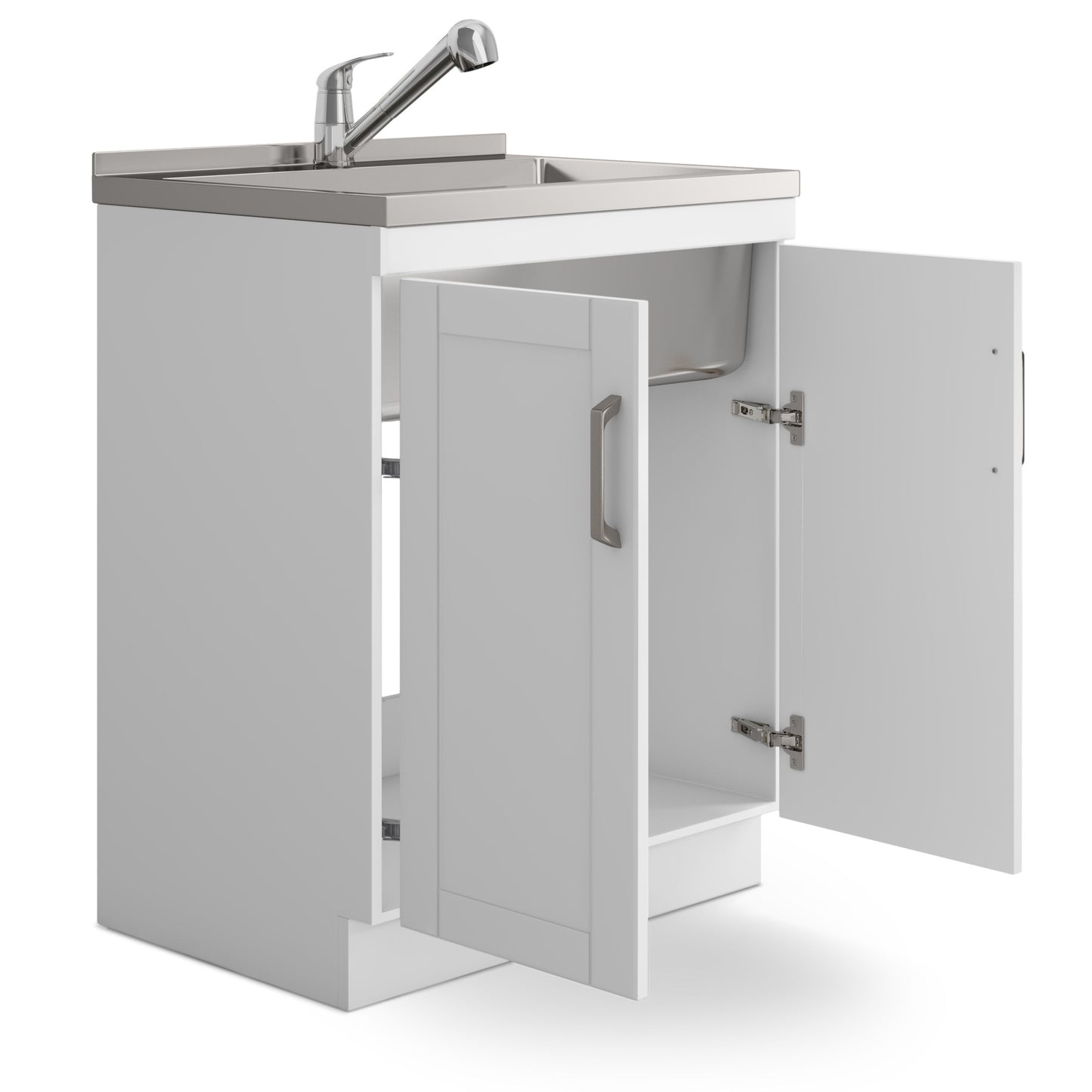 Kyle - Laundry Cabinet &Faucet And Stainless Steel Sink - White