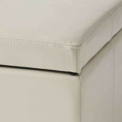 Glouster - Storage Ottoman With Leather Upholstery - Ivory