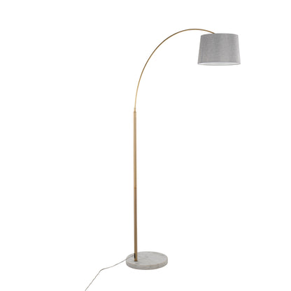 March - Contemporary Floor Lamp - Antique Brass / Gray