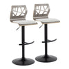 Folia - Contemporary Adjustable Barstool With Swivel With Rounded T Footrest (Set of 2) - Black / Light Gray