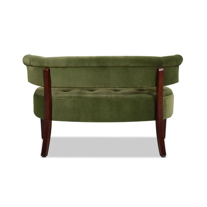 Jared - Roll Arm Tufted Bench Settee - Olive Green