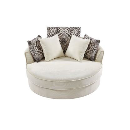 Swivel Accent Barrel Chair With 5 Movable Pillow 360 Degree Swivel Round Sofa Chair For Living Room, Bedroom, Hotel - Beige