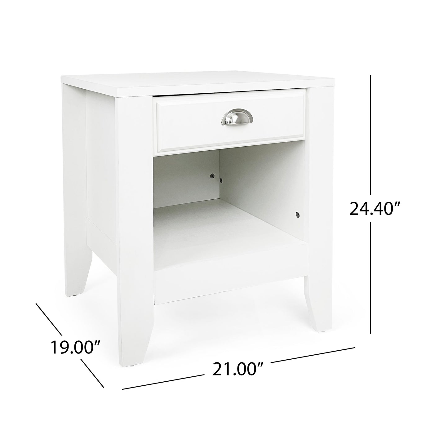 Cleary - Contemporary Wood Nightstand With Drawer - White