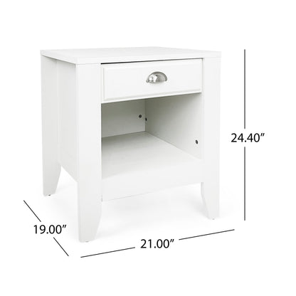 Cleary - Contemporary Wood Nightstand With Drawer - White