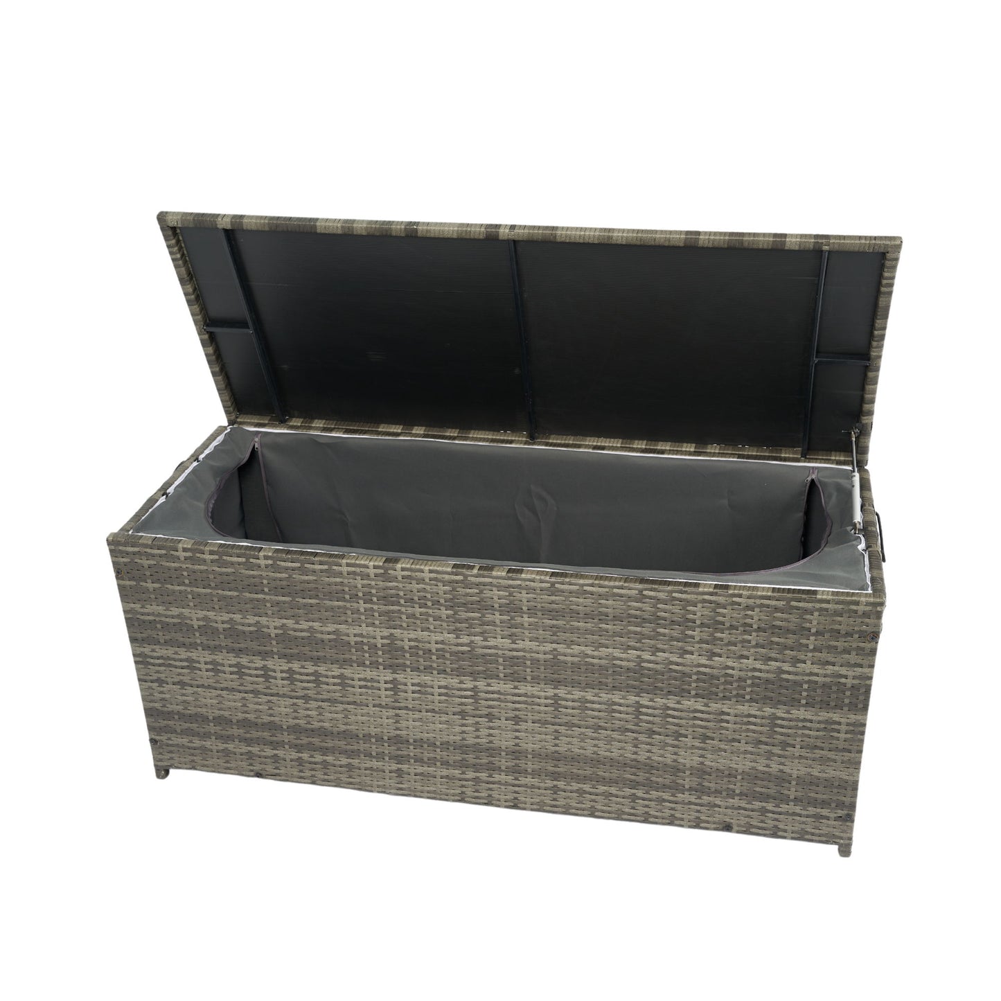 Outdoor Storage Box, 113 Gallon Wicker Patio Deck Boxes With Lid, Outdoor Cushion Storage For Kids Toys, Pillows, Towel, Wicker - Gray
