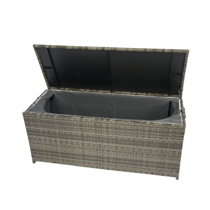 Outdoor Storage Box, 113 Gallon Wicker Patio Deck Boxes With Lid, Outdoor Cushion Storage For Kids Toys, Pillows, Towel, Wicker - Gray