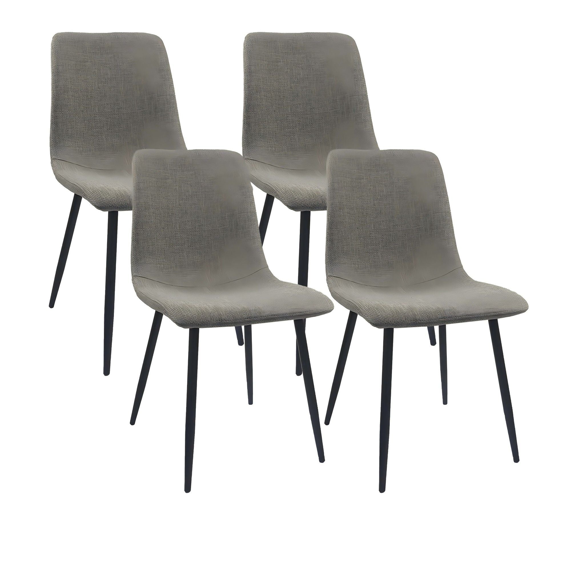 Modern Upholstered Dining Chairs (Set of 4) With Linen Cushion Seat And Sturdy Metal Legs - Light Gray