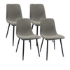 Modern Upholstered Dining Chairs (Set of 4) With Linen Cushion Seat And Sturdy Metal Legs - Light Gray