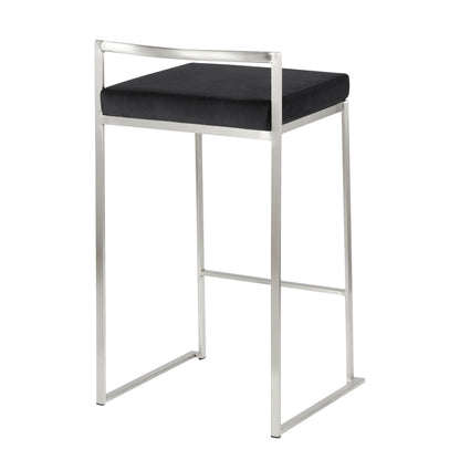 Fuji - Contemporary, Stackable Counter Stool (Set of 2) - Black