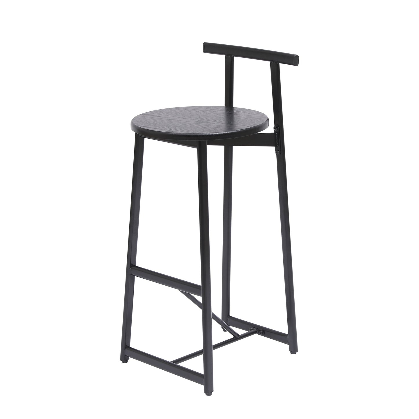 Modern Kitchen Bar Stools (Set of 3) With Footrest - Black