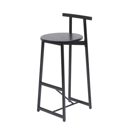 Modern Kitchen Bar Stools (Set of 3) With Footrest - Black