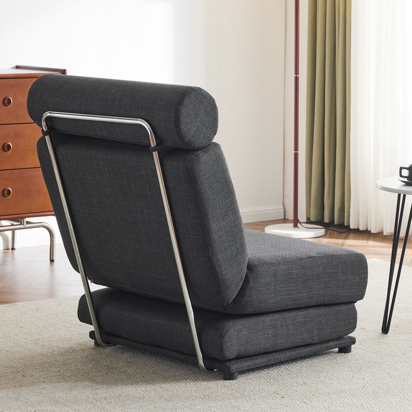Single Sofa Chair Foldable Single Sofa Bed With Pillow, Portable Foldable Sofa Bed, Leisure Sofa Chair, Easy To Store, Made Of Breathable And Wearable Linen - Dark Gray