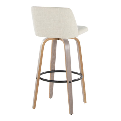 Toriano - Contemporary Fixed Height Barstool & Swivel With Round Footrest (Set of 2) - Light Gray / Cream