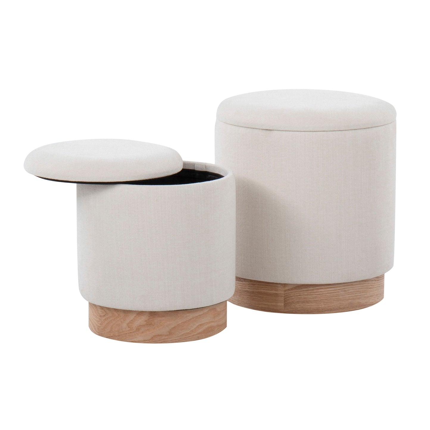 Marla - Contemporary Nesting Ottoman Set - Natural / Cream