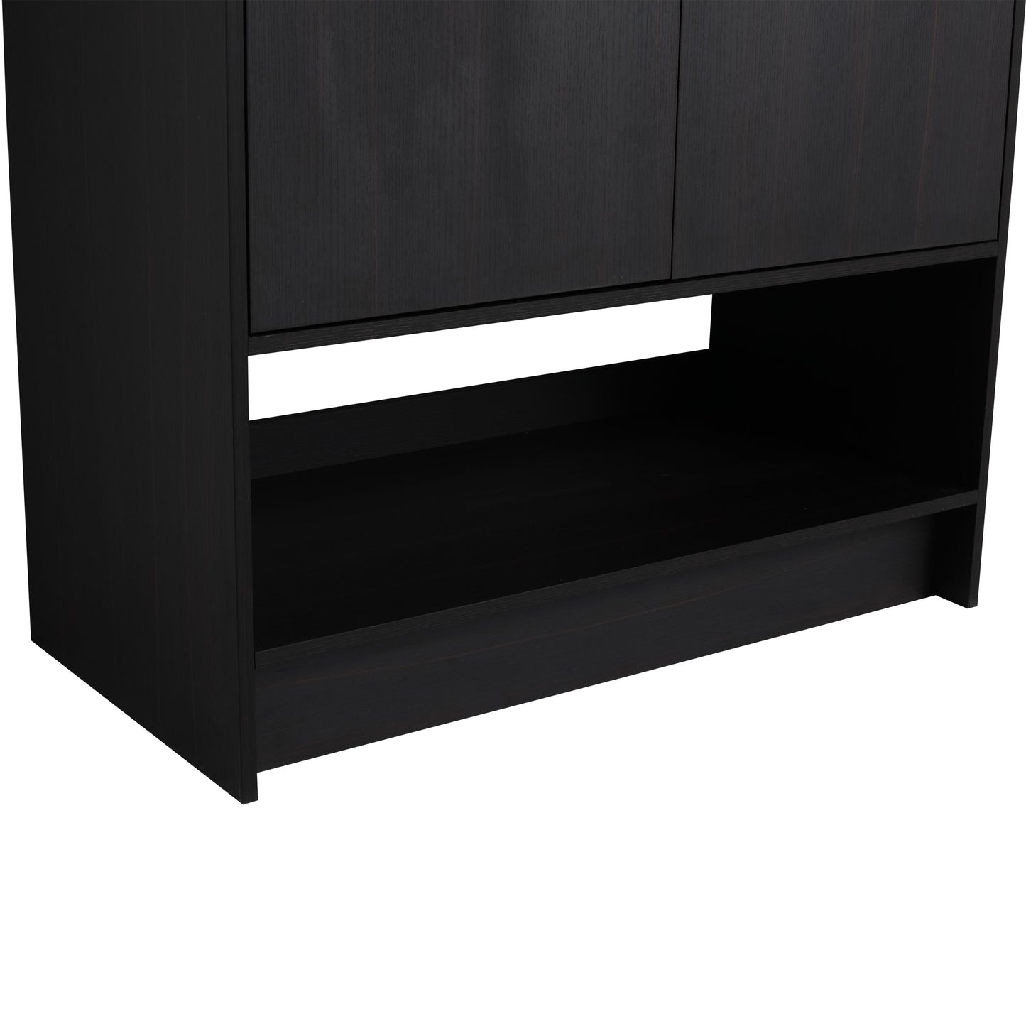 Modern 36" Bathroom Vanity With Ceramic Sink And Soft Closing Doors - Dark Oak