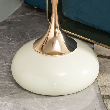 Modern Small Round Side Table For Small Spaces Carbon Steel Cocktail Table - Milk White