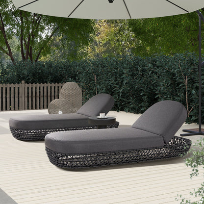 Willow - Sunbrella Upholstered Patio Lounger - Graphite Gray / Black