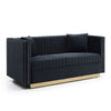 Contemporary Vertical Channel Tufted Sofa Loveseat Modern Upholstered Couch For Living Room With 2 Pillows - Black