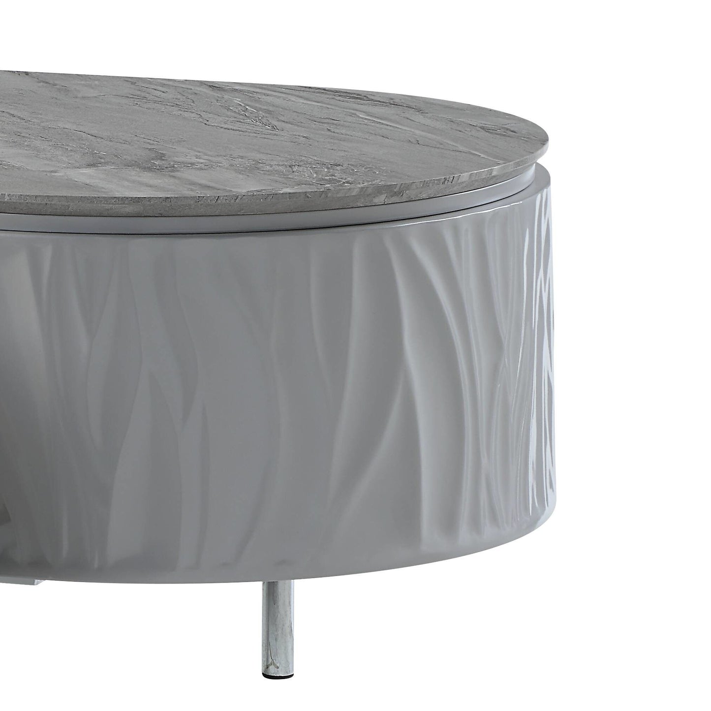 Yukino - High Gloss Coffee Table - Chrome / Gray