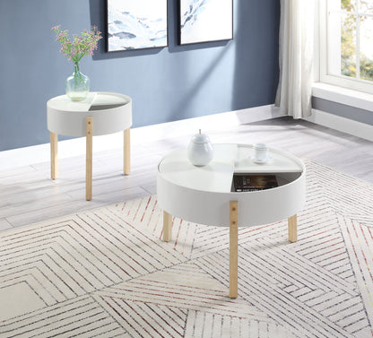 Bodfish - Round Coffee Table - White / Natural