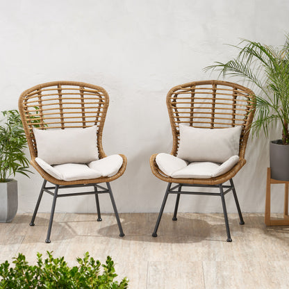 Calypso - Outdoor Chair With Water Resistance Cushion And Iron Frame - Beige