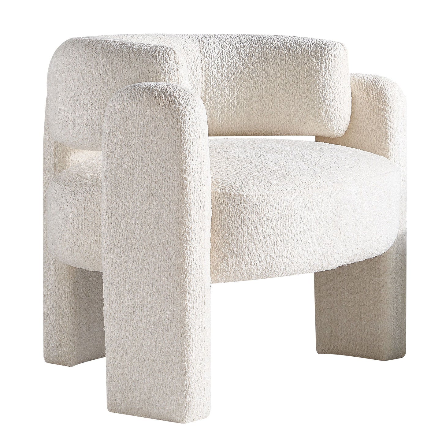 Boucle Upholstery Accent Chair - Beige