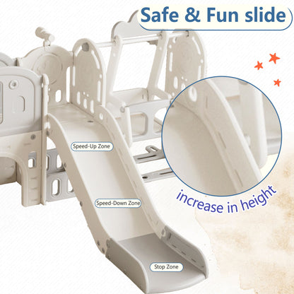 Versatile Toddler Slide With 11 - 1 Activity Center - Gray / Ivory