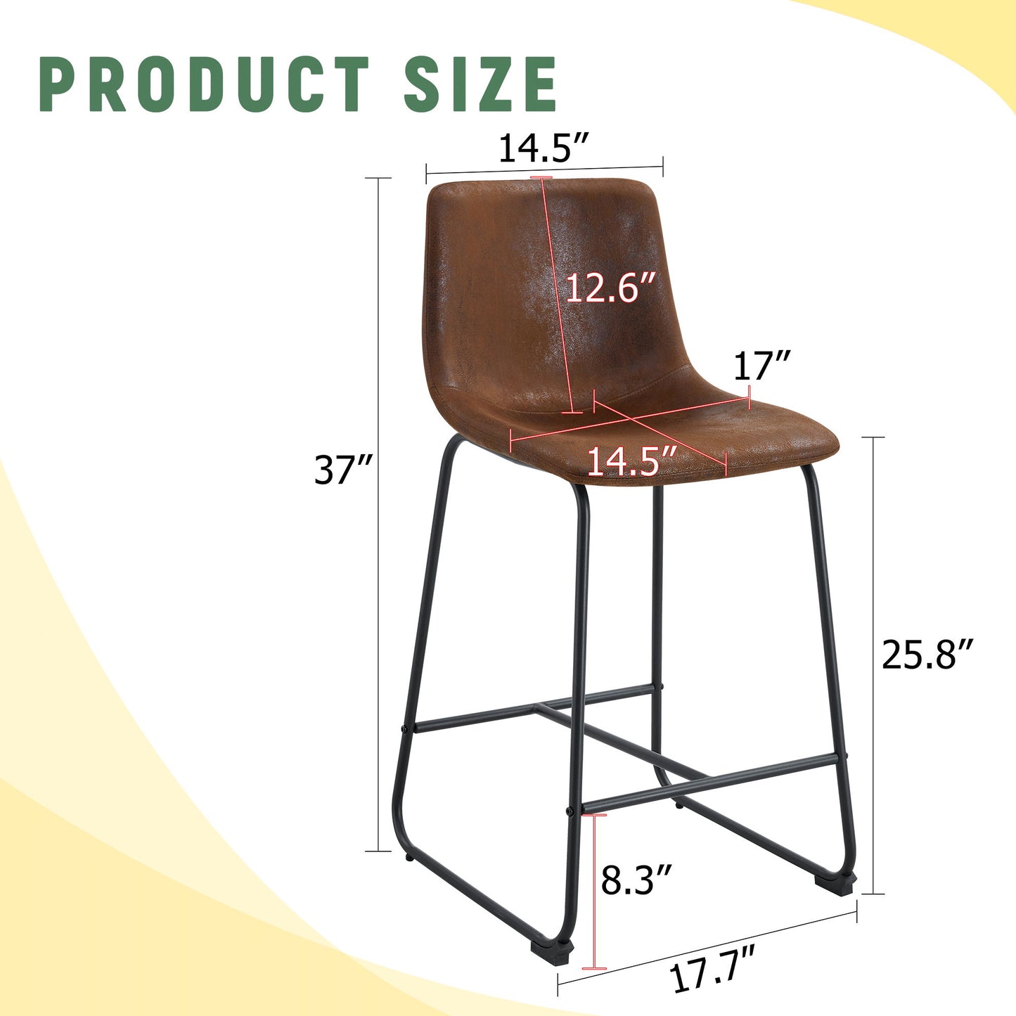 (Set of 2) Retro Bar Chairs, Comfortable Stools Suitable For Industrial And Vintage Style Settings - Brown