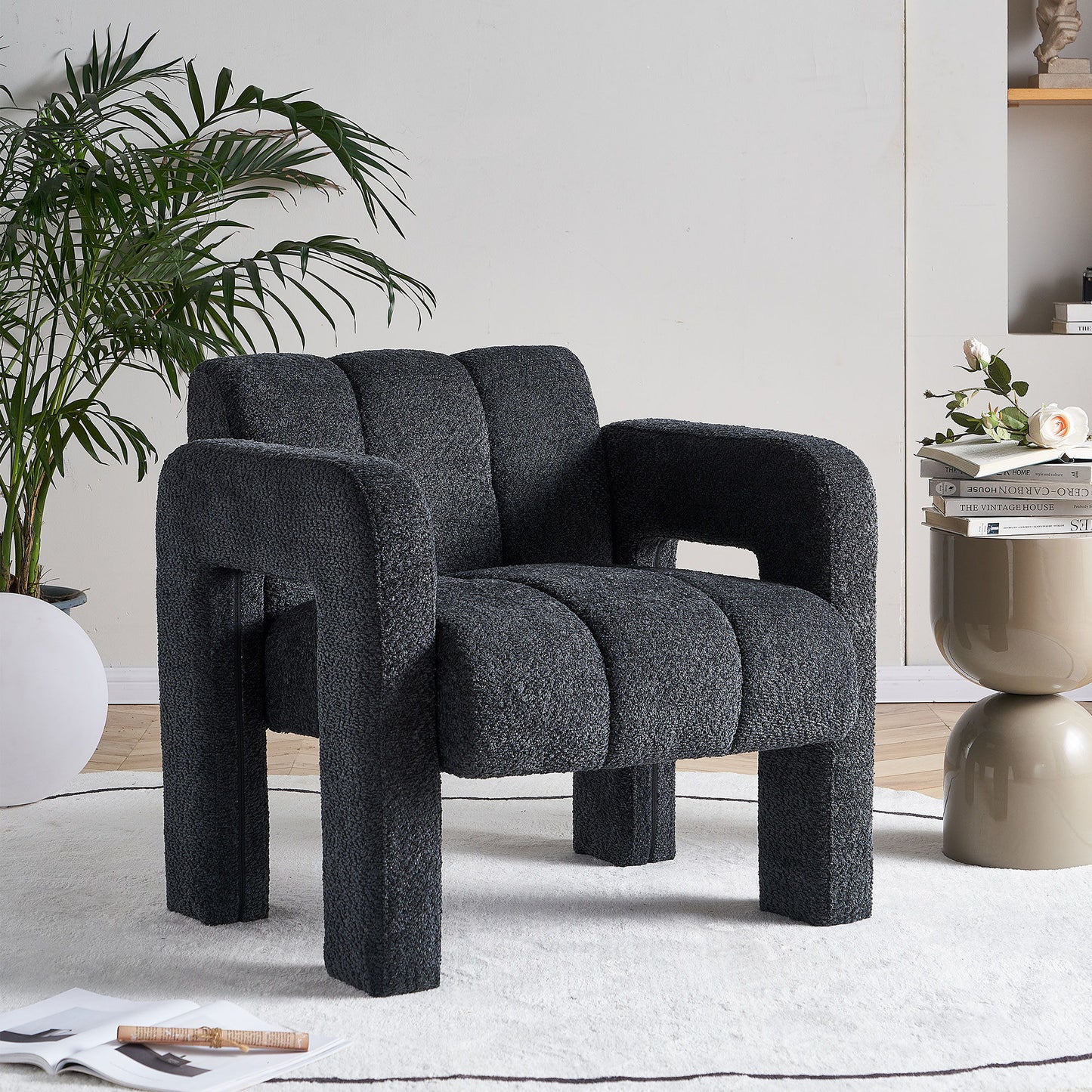 31.10" Boucle Upholstered Accent Chair - Dark Gray