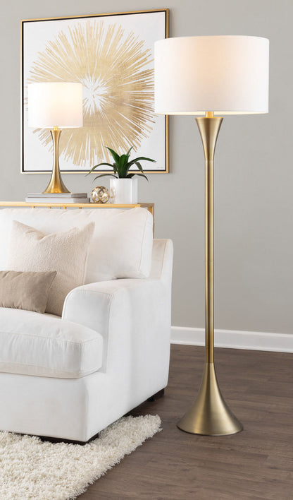 Lenuxe - Contemporary Floor Lamp - Gold / White