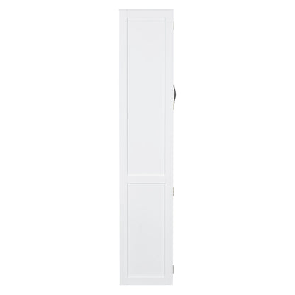 Full Size Murphy Wall Bed With Shelves, Wardrobe And LED Lights - White